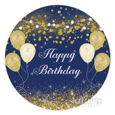 Runden Marine Blau Ane Golden Glücklich Geburtstag Hintergrund